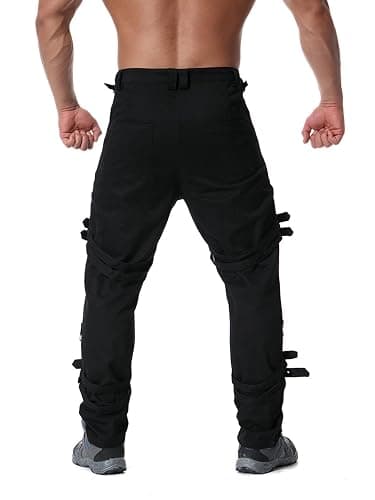 Idopy Men`s Steampunk Gothic Hip Hop Party Cosplay Punk Rock Techwear Pants Edgy Streetwear with Chain thumbnail 6