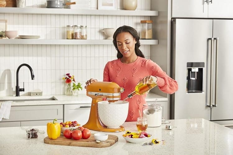 KitchenAid 5 Quart Ceramic Bowl for all 4.5-5 Quart Tilt-Head Stand Mixers KSM2CB5TWM, White Mermaid lace thumbnail 5