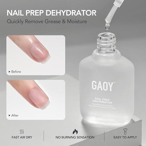 GAOY 16ml Nail Dehydrator and Primer with Gel Top and Base Coat, 4 Pcs Acid-Free Natural Nail Prep Dehydrate Bond Primer Professional Set, for Gel Polish thumbnail 2