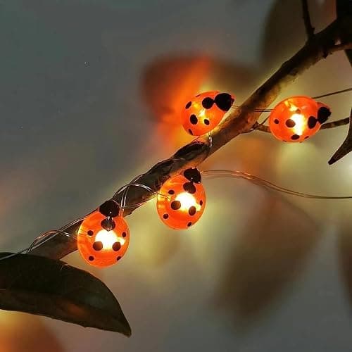 WONFAST Ladybugs Fairy String Lights, 9.8ft 30LED Ladybug Silver Wire String Lights Battery Operated Indoor Outdoor Decorative Light for Garden Patio Bedroom Birthday Party Wedding Christmas (Red) thumbnail 2