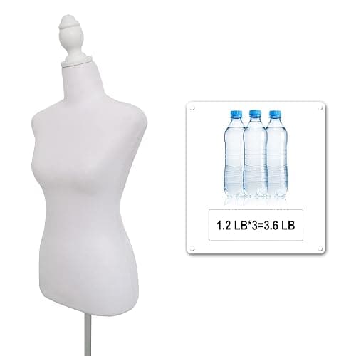 Female Dress Form Mannequin Torso Body with Adjustable Tripod Stand Dress Jewelry Display (White) thumbnail 5