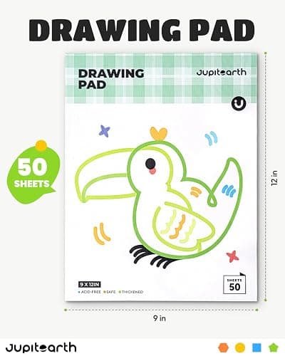 JUPITEARTH Sketch Pads, 3-Pack 50 Sheets 9x12 Inch Drawing Pad, Acid-Free Thickened Glue-Bound Sketchbook, Art Supplies, Drawing Paper for Coloring Painting for School thumbnail 2