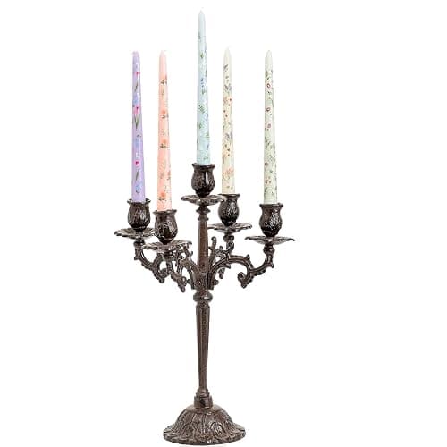 Sungmor Pretty Floral Taper Candlesticks, Beautiful 5-Color Decal Craft, 10" Long Decorative Candle, Scented & Colored Tall Candlestick, Long Burning & Smokeless Tapered Holiday Party Celebrate Candle thumbnail 2