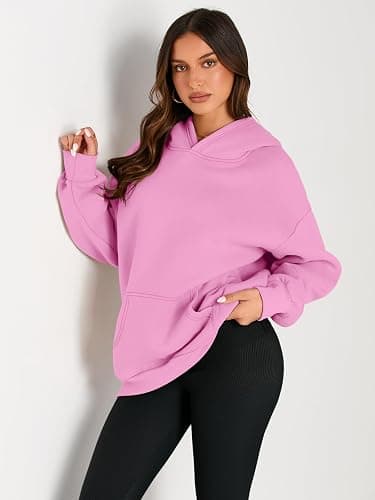 EFAN Womens Hoodies Oversized Sweatshirts Pullover Fleece Sweaters Long Sleeve Winter Fall Outfits Fashion Y2k Clothes - Small - Pink thumbnail 2