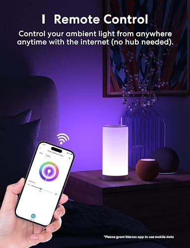 meross WiFi Lamp, Smart Lamp Bedside, Support Apple HomeKit Alexa Google Assistant SmartThings, RGBWW Touch Lamp Dimmable Multicolour Voice Remote App Control (2.4GHz Only) thumbnail 4