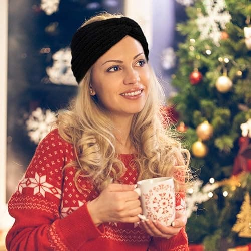 AOPRIE Knit Wide Headband for Winter 5 Pieces Women Ear Warmers Truban Headbands Thick headbands for Women Girls, Black Gray White Pink Brown thumbnail 6