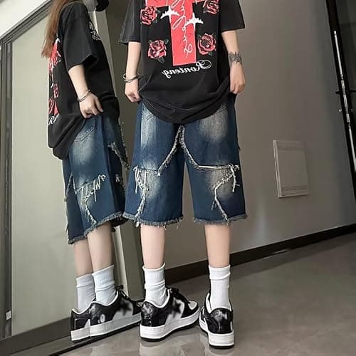 OTEEGX Y2K Baggy Jean Shorts for Women Men Denim Pants Star Y2k Jorts Girls Aesthetic Summer Clothing Grunge thumbnail 3