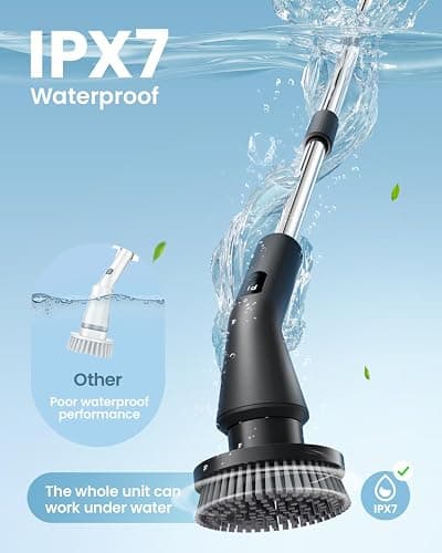 Leebein Electric Spin Scrubber, 2026 Upgraded Cordless Cleaning Brush Bathroom Scrubber, IPX7 Waterproof Electric Scrubber with 7 Brush Heads, Extendable Long Handle Power Scrubber for Bathtub Floor thumbnail 3