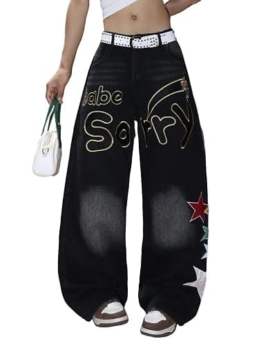 OYICAI Baggy Jeans Wide Leg Denim Pants Loose Long Trousers - Image 1
