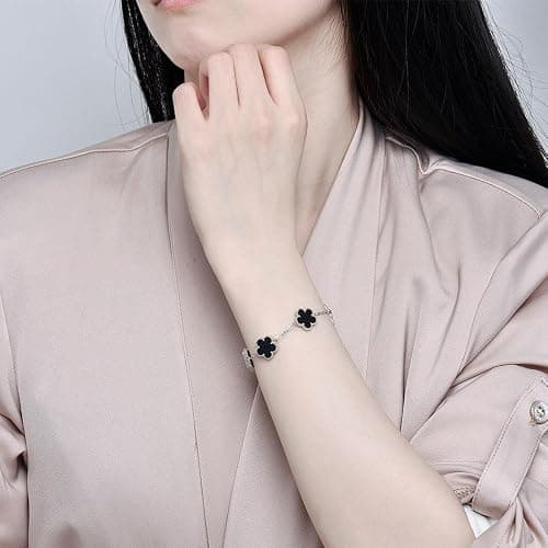 FLY FEI 18K Gold-Plated Four Leaf Clover Bracelet for Women,Adjustable lucky Bracelet Set Jewelry Gift-Hypoallergenic Charm for Birthdays, Wellness & Daily Wear thumbnail 3