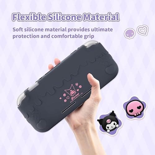 Kuitmor Switch Lite Protective Case,Soft Silicone Protective Shell,Anti-Scratch Protective Cover Case for Switch Lite with 2 Thumb Grip Caps（Purple Kuromi） thumbnail 2