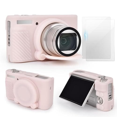 VOVMOEYA SX740 Camera Case Accessories Set[with 2 LCD Tempered Films],Silicone Protective Case Compatible with Canon PowerShot SX730 SX740 HS Digital Camera - Jelly Pink - Image 1