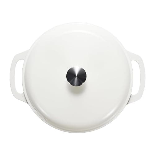 Amazon Basics Cast Iron Dutch Oven Pot with Lid, Enameled, Round, Dual Handles, Heavy-Duty, Large, 7.3-Quart, Matte White thumbnail 5