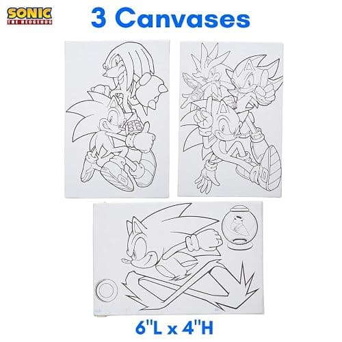 Innovative Designs Sonic The Hedgehog Canvas Paint Set for Kids with 3 Canvases, Acrylic Paint, Paintbrush, & Easel thumbnail 5