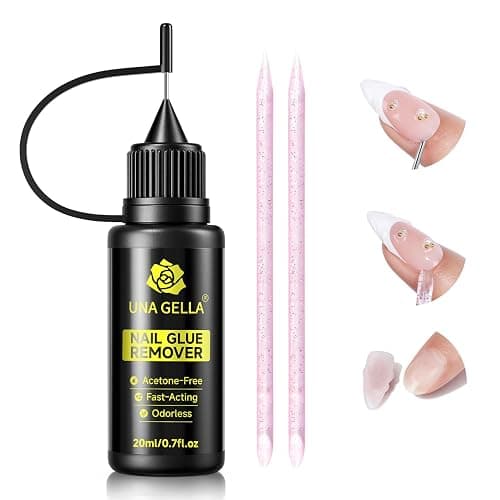 UNA GELLA Nail Glue Remover for Press on Nails，20ml Pinpoint Non-Acetone Gel Nail Glue Remover for Nails Tips，Gentle GLUE Remover with Upgraded Stick Easy Removal DIY Manicure Supply - Image 1