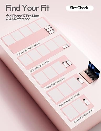 YSAGi Leather Desk Protector, Office Mat, Large Mouse Mat, Non-Slip PU Leather Blotter, Laptop Desk Pad, Waterproof Writing Pad for Office and Home (Light Pink, 31.5" x 15.8") thumbnail 5
