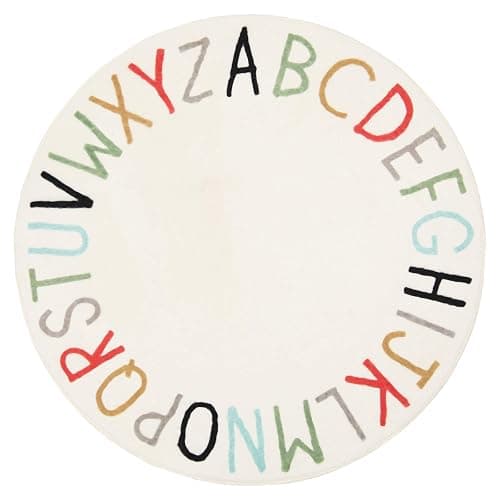 Topotdor Rainbow Round Kids Play Rug Alphabet Nursery Area Rug Extra Large Soft Crawling Play Mat for Children Toddlers Bedroom (63 inch, Multi Color) - Image 1