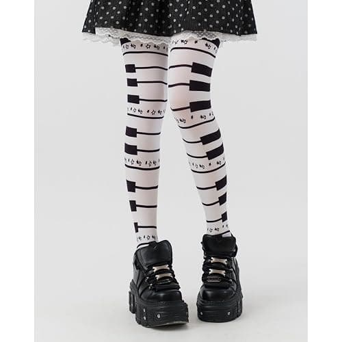 RICHTRUE Whimsy Twee Funky Patterned Tights Women Teen Girls Emo Goth Cool 2000s Fun Printed Tights Y2k Grunge Alt Clothes thumbnail 3
