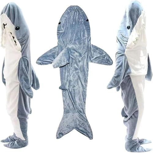 Shark Blanket Hoodie Onesie for Women & Men - Soft Cozy Shark Sleeping Bag - Onesie Costume for Halloween & Xmas thumbnail 4