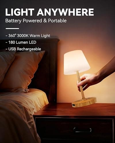 SAIWEYA Outdoor Waterproof Shower Lamp, 5200mAh Cordless Rechargeable Table Lamp with Touch Dimming, IP65 Wireless LED Night Light for Patio, Camping, Bathroom, Restaurant & Kitchen thumbnail 4