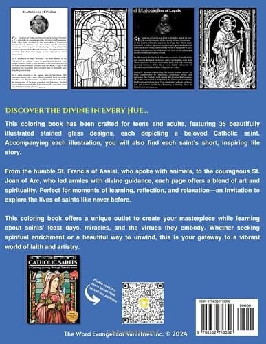 Catholic Saints: A Coloring Journey Through Catholic Icons: Stained Glass Styled Coloring Book For Teens & Adults | Includes Bold and Inspiring Tales ... Courage (Stained Glass Window Coloring Books) thumbnail 2