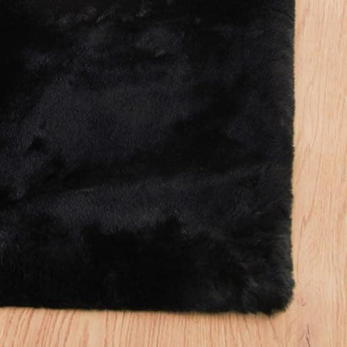 ORINOVA Faux Rabbit Fur Rug Machine Washable Area Rugs Black Fur Rug for Living Room Fuzzy Rugs for Bedroom Teen Room Decor Small Sheepskin 2x3 Rectangle Rugs thumbnail 8