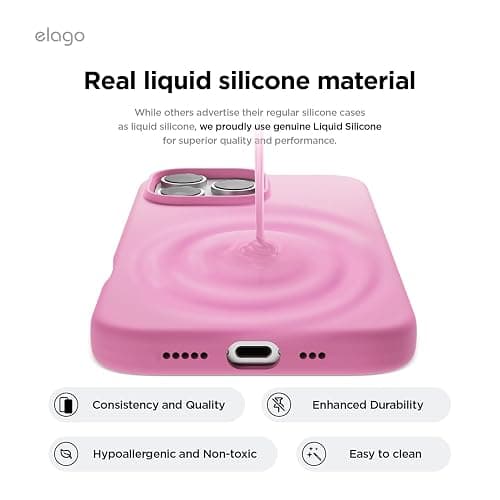 elago Compatible with iPhone 16 Pro Case, Premium Liquid Silicone Case, Full Body Protective Cover, Shockproof, Slim Phone, Anti-Scratch Soft Microfiber Lining, 6.3 inch (Hot Pink) thumbnail 3