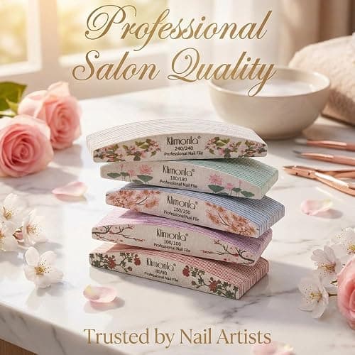 25PCS Floral Professional Nail Files 80/100/150/180/240 Grit, Emery Boards Nail Files for Natural Nails and Acrylic Nails, Double Sided Emory Boards limas para unas acrilicas Reusable Manicure Tools thumbnail 9