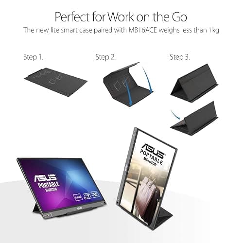 ASUS ZenScreen 15.6” 1080P Portable USB Monitor (MB16ACE) - Full HD (1920 x 1080), IPS, USB Type-C, Eye Care, Anti-Glare Surface, Lite Smart Case, External screen for laptop, 3-Year Warranty,Dark Gray thumbnail 3