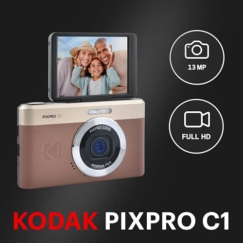KODAK Pixpro C1 – Ultra-Compact Digital Camera | 13MP BSI CMOS, 4X Zoom, 2.8" LCD Screen, LED Flash – Marron thumbnail 3