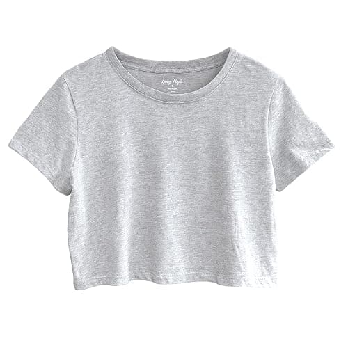 Women's 100% Cotton Loose Fit Crop Tops Round Neck Short Sleeve Casual Cropped Top Tee T-Shirt - Image 1
