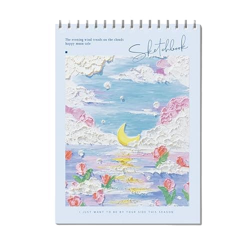 Cute Sketchbook with Blue Cover 8 x 11.5 - Sketchbook for Drawing Spiral Bound, 45 Sheets (90 Pages) 68lb/100gsm Sketch Pad - Sketch Book Ideal for Artists, Adults & Beginners (Blue) - Image 1