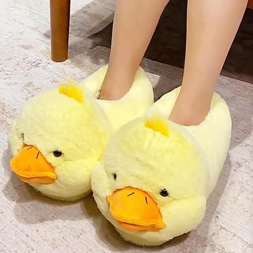 Cute Farm Animal Slippers for Women - Fuzzy Plush Winter Duck Teddy Puppy Dachshund Dog Pig Cow House Shoes with Warm Lining, Non-Slip Sole, Cozy Animal Slippers for Indoor/Outdoor thumbnail 2