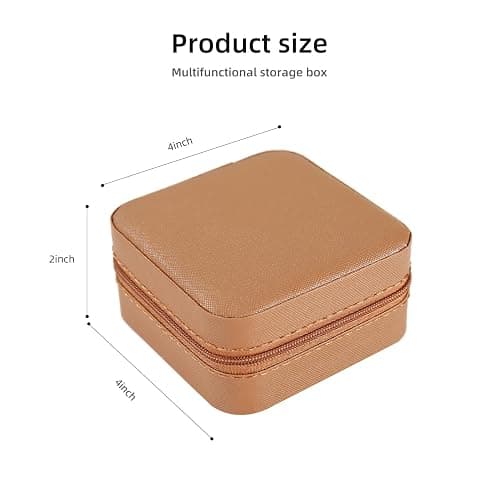 KElofoN Travel jewelry case Travel jewelry box Travel Jewelry Organizer Small Jewelry Organizer Box Gift for Girls Women with Mirror(Coffee) thumbnail 2