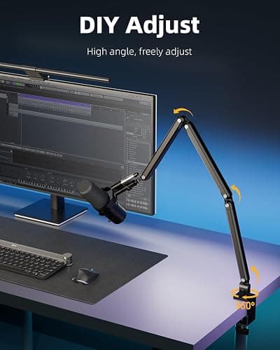 TODI Mic Arm for Lightweight Mics, Microphone Arm Rotatable, Storable Desk Mic Stand for Bear 3LB with Mount Clamp, Mic Stand Boom Arm with Cable Channel with 3/8'' 5/8'' Thread for Podcast, Gaming thumbnail 5