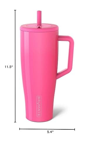 BrüMate Era 40 oz Tumbler with Handle and Straw | 100% Leakproof Insulated Water Bottle Tumbler with Lid and Flexible SoftSip Straw | Made of Stainless Steel | Cup Holder Friendly | 40oz (Neon Pink) thumbnail 8