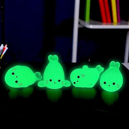 100Pcs Glow in The Dark Mini Seal Figurines,Cute Luminous Resin Sea Animals for Aquarium Decor, DIY Fairy Garden Ocean Creatures (4 Styles Seal Pup) thumbnail 2