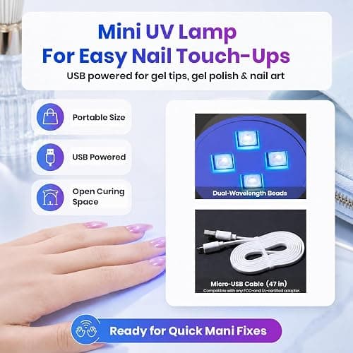 Beetles Mini UV Light for Gel Nails Flash Curing Innovative with Smart | Sensor for Easy and Fast Extension System, Portable Manicure UV LED Light for Gel Nail Polish DIY Nail Art thumbnail 7