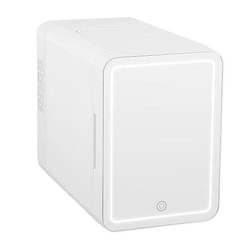 Iceblue 6L Mini Fridge with Mirror, Compact Small Fridge for Bedroom, Car, Office & Dorm, Mini skincare fridge with Dimmable LED Light Mirror for Beauty Essentials & Beverages (White) - Image 1