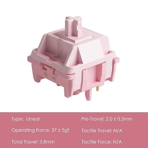Akko Stellar Rose Switch for Mechanical Gaming Keyboard, 5-Pin 37gf Linear Pre-Lubed Key Switches Custom Keyboard Switch(45pcs) thumbnail 2