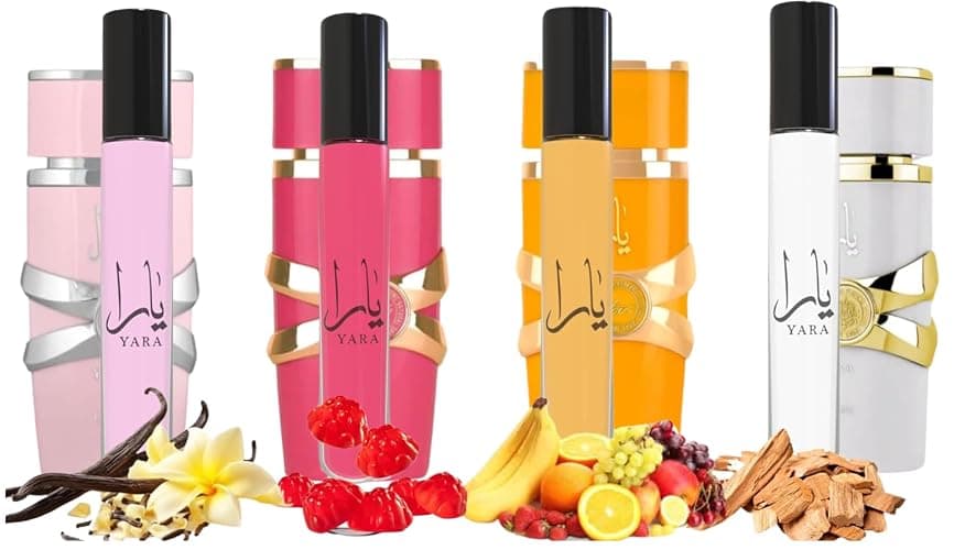 Equivalence Yara's 4 Pieces Set Eau De Parfum Spray for Women edition travel Size BUNDLE 0.34 Ounce Moi +Tous + Candy +Pink, LARGE BOTTLES NOT INCLUDED It is only a reference - Image 1