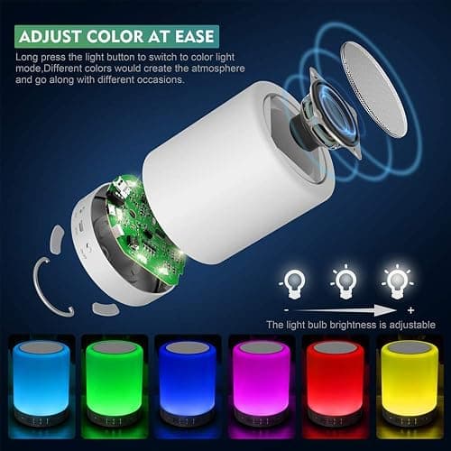 Elecstars Touch Bedside Lamp - with Bluetooth Speaker, Dimmable Color Night Light, Outdoor Table Lamp with Smart Touch Control, Best Gift for Men Women Teens Kids Children Sleeping Aid thumbnail 4