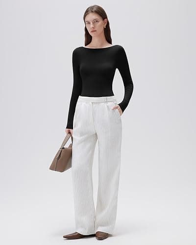 SUUKSESS Cloud Cashmere Women Boat Neck Fitted Long Sleeve Shirt Basic Knit Tops thumbnail 4