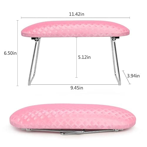Krofaue Arm Rest for Nails Tech, Professional Microfiber Leather Nail Hand Rest Stand Arm Rest for Acrylic Nails Cushion Hand Holder with Non-slip - Nail Technician Use Must Have (Pink) thumbnail 3