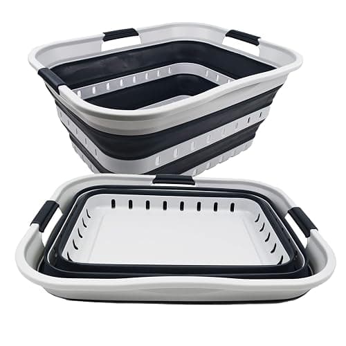SAMMART 42L (11 gallon) Collapsible Plastic Laundry Basket - Foldable Pop Up Storage Container/Organizer - Portable Basket - Space Saving Hamper (Grey/Slate Grey (Set of 2)) thumbnail 4