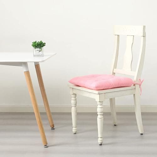 HLOVME Corduroy Chair Cushion with Ties Ultra Soft Warm Floor Cushion for Kids Reading Nook Comfortable Square Seat Cushion for Adult 15.7”x15.7”, White - 1 Count (Pack of 1) - White thumbnail 6