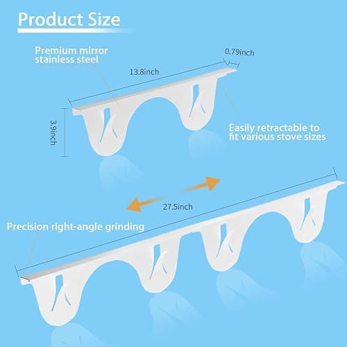 Stainless Steel Stove Counter Gap Cover (2 Pack, White), Stove Gap Guard, Stove Gap Filler for Kitchen, Range Trim Kit, Heat Resistant with Easy Clean, Adjustable Length 13.8” to 27.5” thumbnail 2