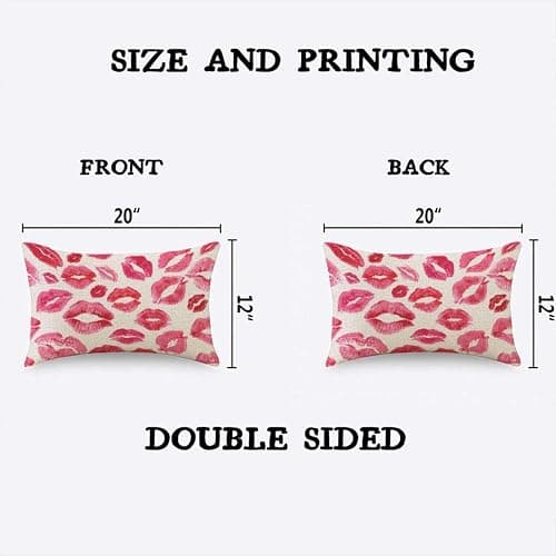TKS MITLAN Lips Prints Throw Pillow Case Cushion Cover Kiss Lipstick Mouth Red Smooch Linen Couch Bed Sofa Car Waist Cushion Cover 12 x 20 inch - 20" x 12" (Pack of 1) - Lips Prints thumbnail 5