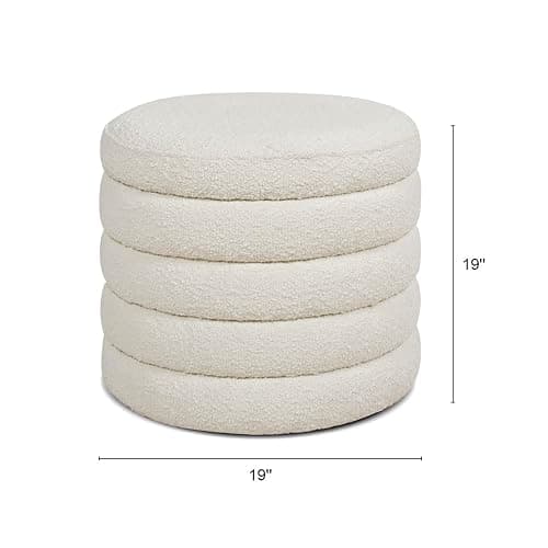 Jennifer Taylor Home Fuji 19" Upholstered Boucle Round Storage Ottoman thumbnail 3