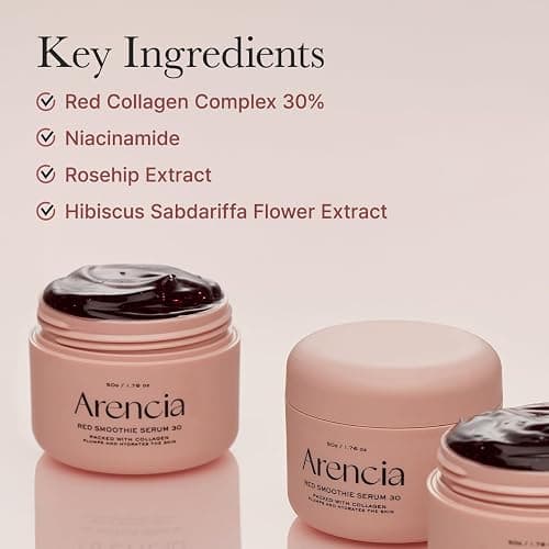 Arencia Overnight Red Smoothie Face Mask Serum, Glowing & Soothing with 30% red collagen, Niacinamide, Peptide, Vitamin E thumbnail 4